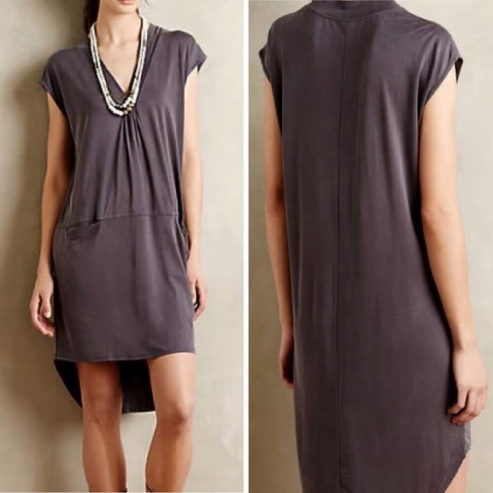 Anthropologie Dolan Cupro Jersey Knit Gray Shift Dress Mini Size Medium